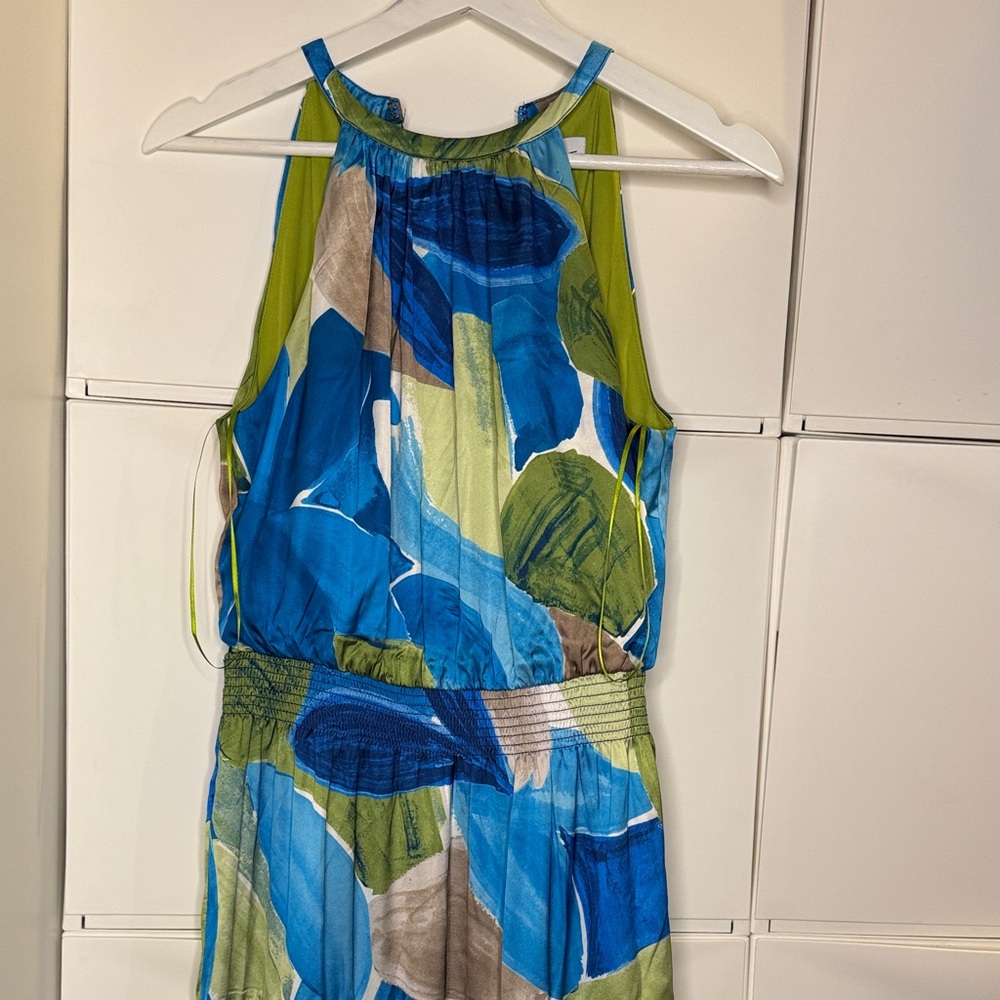 Nicole Miller Long Sleeve Dress in Blue and Green